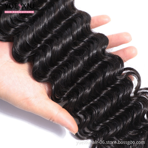 Deep Wave Bundles With Closure Cuticle Aligned Deep Wave Brazilian Virgin Human Hair